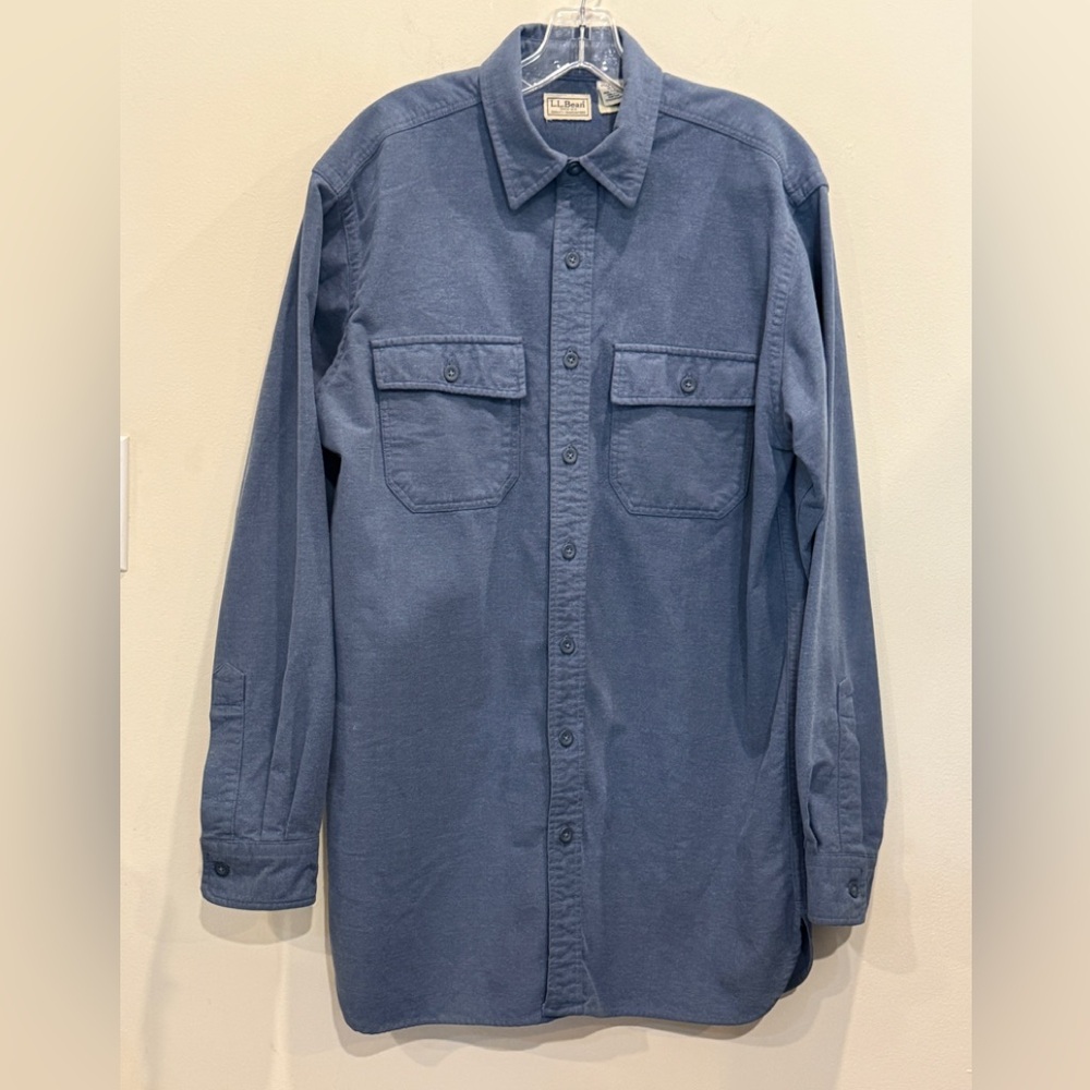 LL Bean Men's Tall Blue Flannel Long Sleeve Shirt